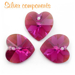 Swarovski srdce 18 mm - Fuchsia AB